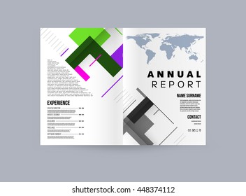 Geometric Cover Background, Brochure Template Layout for Annual Report or Business Design. A4 Booklet. Triangular or Polygonal Structures. Vector Illustration.