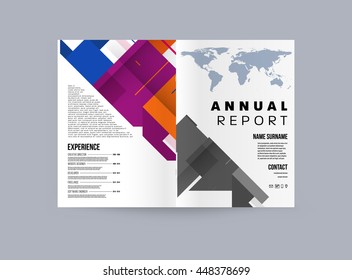 Geometric Cover Background, Brochure Template Layout for Annual Report or Business Design. A4 Booklet. Triangular or Polygonal Structures. Vector Illustration.