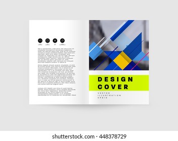Geometric Cover Background, Brochure Template Layout for Annual Report or Business Design. A4 Booklet. Triangular or Polygonal Structures. Vector Illustration.