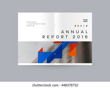 Geometric Cover Background, Brochure Template Layout for Annual Report or Business Design. A4 Booklet. Triangular or Polygonal Structures. Vector Illustration.