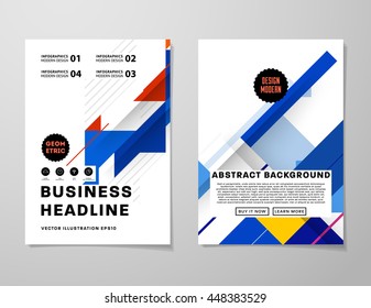 Geometric Cover Background, Brochure Template Layout for Annual Report or Business Design. A4 Booklet. Triangular or Polygonal Structures. Vector Illustration.