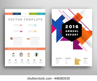 Geometric Cover Background, Brochure Template Layout for Annual Report or Business Design. A4 Booklet. Triangular or Polygonal Structures. Vector Illustration.
