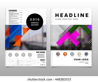 Geometric Cover Background, Brochure Template Layout for Annual Report or Business Design. A4 Booklet. Triangular or Polygonal Structures. Vector Illustration.
