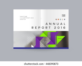 Geometric Cover Background, Brochure Template Layout for Annual Report or Business Design. A4 Booklet. Triangular or Polygonal Structures. Vector Illustration.