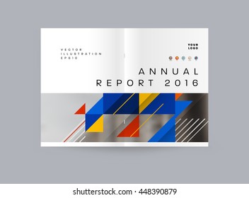 Geometric Cover Background, Brochure Template Layout for Annual Report or Business Design. A4 Booklet. Triangular or Polygonal Structures. Vector Illustration.