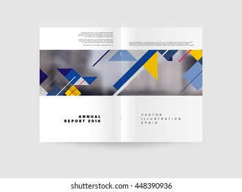 Geometric Cover Background, Brochure Template Layout for Annual Report or Business Design. A4 Booklet. Triangular or Polygonal Structures. Vector Illustration.