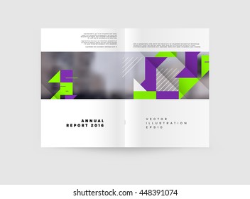 Geometric Cover Background, Brochure Template Layout for Annual Report or Business Design. A4 Booklet. Triangular or Polygonal Structures. Vector Illustration.