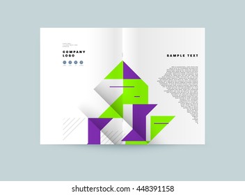 Fondo de la cubierta geométrica, diseño de plantilla de folleto para el informe anual o el diseño empresarial. Folleto A4. Estructuras triangulares o poligonales. Ilustración vectorial.