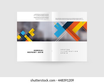 Geometric Cover Background, Brochure Template Layout for Annual Report or Business Design. A4 Booklet. Triangular or Polygonal Structures. Vector Illustration.