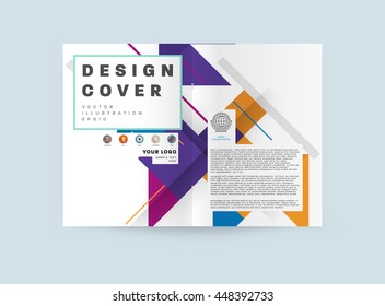 Geometric Cover Background, Brochure Template Layout for Annual Report or Business Design. A4 Booklet. Triangular or Polygonal Structures. Vector Illustration.