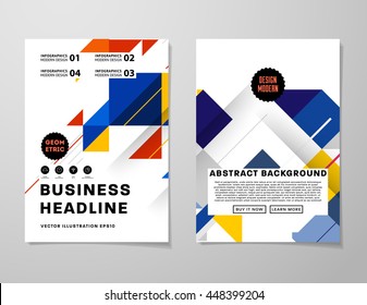 Geometric Cover Background, Brochure Template Layout for Annual Report or Business Design. A4 Booklet. Triangular or Polygonal Structures. Vector Illustration.
