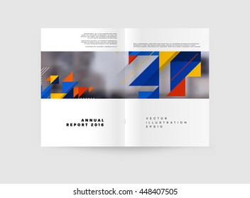 Geometric Cover Background, Brochure Template Layout for Annual Report or Business Design. A4 Booklet. Triangular or Polygonal Structures. Vector Illustration.