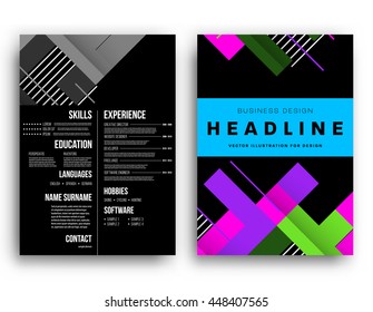 Geometric Cover Background, Brochure Template Layout for Annual Report or Business Design. A4 Booklet. Triangular or Polygonal Structures. Vector Illustration.