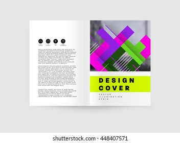 Fondo de la cubierta geométrica, diseño de plantilla de folleto para el informe anual o el diseño empresarial. Folleto A4. Estructuras triangulares o poligonales. Ilustración vectorial.
