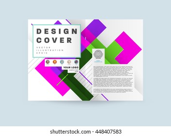 Geometric Cover Background, Brochure Template Layout for Annual Report or Business Design. A4 Booklet. Triangular or Polygonal Structures. Vector Illustration.