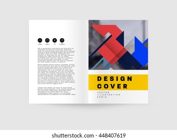 Geometric Cover Background, Brochure Template Layout for Annual Report or Business Design. A4 Booklet. Triangular or Polygonal Structures. Vector Illustration.