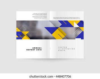 Geometric Cover Background, Brochure Template Layout for Annual Report or Business Design. A4 Booklet. Triangular or Polygonal Structures. Vector Illustration.