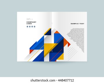 Geometric Cover Background, Brochure Template Layout for Annual Report or Business Design. A4 Booklet. Triangular or Polygonal Structures. Vector Illustration.