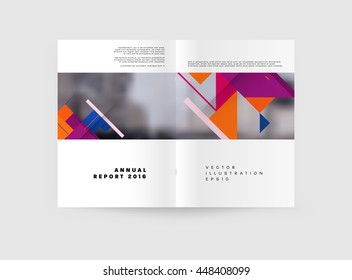 Geometric Cover Background, Brochure Template Layout for Annual Report or Business Design. A4 Booklet. Triangular or Polygonal Structures. Vector Illustration.