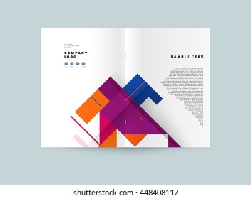 Geometric Cover Background, Brochure Template Layout for Annual Report or Business Design. A4 Booklet. Triangular or Polygonal Structures. Vector Illustration.