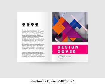 Fondo de la cubierta geométrica, diseño de plantilla de folleto para el informe anual o el diseño empresarial. Folleto A4. Estructuras triangulares o poligonales. Ilustración vectorial.