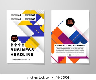 Geometric Cover Background, Brochure Template Layout for Annual Report or Business Design. A4 Booklet. Triangular or Polygonal Structures. Vector Illustration.