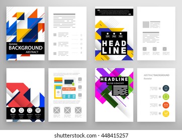 Geometric Cover Background, Brochure Template Layout for Annual Report or Business Design. A4 Booklet. Triangular or Polygonal Structures. Vector Illustration.