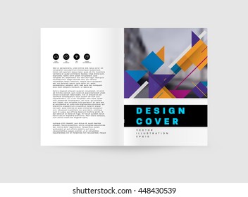 Geometric Cover Background, Brochure Template Layout for Annual Report or Business Design. A4 Booklet. Triangular or Polygonal Structures. Vector Illustration.