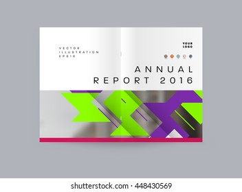 Geometric Cover Background, Brochure Template Layout for Annual Report or Business Design. A4 Booklet. Triangular or Polygonal Structures. Vector Illustration.