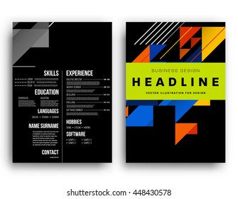 Geometric Cover Background, Brochure Template Layout for Annual Report or Business Design. A4 Booklet. Triangular or Polygonal Structures. Vector Illustration.