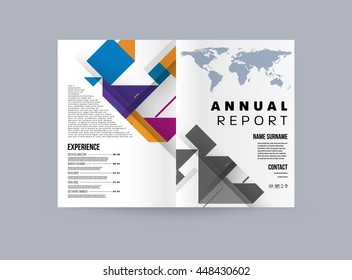 Geometric Cover Background, Brochure Template Layout for Annual Report or Business Design. A4 Booklet. Triangular or Polygonal Structures. Vector Illustration.