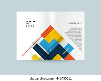 Geometric Cover Background, Brochure Template Layout for Annual Report or Business Design. A4 Booklet. Triangular or Polygonal Structures. Vector Illustration.