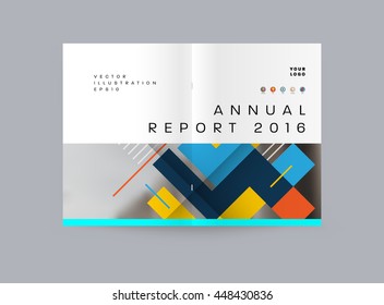 Geometric Cover Background, Brochure Template Layout for Annual Report or Business Design. A4 Booklet. Triangular or Polygonal Structures. Vector Illustration.