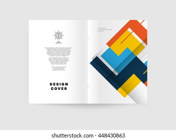 Geometric Cover Background, Brochure Template Layout for Annual Report or Business Design. A4 Booklet. Triangular or Polygonal Structures. Vector Illustration.