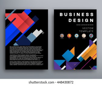 Geometric Cover Background, Brochure Template Layout for Annual Report or Business Design. A4 Booklet. Triangular or Polygonal Structures. Vector Illustration.