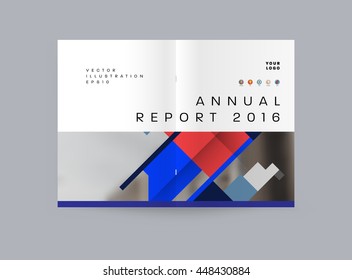 Geometric Cover Background, Brochure Template Layout for Annual Report or Business Design. A4 Booklet. Triangular or Polygonal Structures. Vector Illustration.