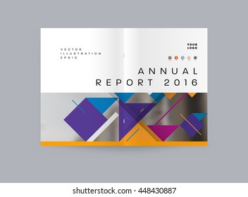 Geometric Cover Background, Brochure Template Layout for Annual Report or Business Design. A4 Booklet. Triangular or Polygonal Structures. Vector Illustration.
