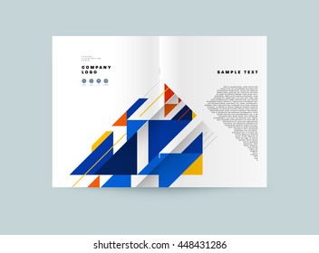 Geometric Cover Background, Brochure Template Layout for Annual Report or Business Design. A4 Booklet. Triangular or Polygonal Structures. Vector Illustration.
