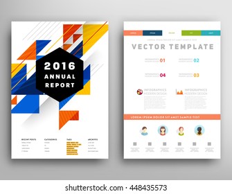 Geometric Cover Background, Brochure Template Layout for Annual Report or Business Design. A4 Booklet. Triangular or Polygonal Structures. Vector Illustration.