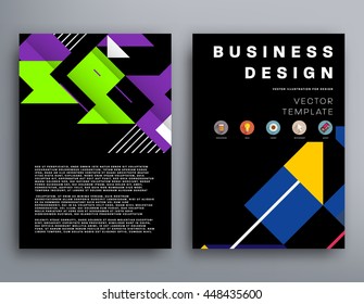 Geometric Cover Background, Brochure Template Layout for Annual Report or Business Design. A4 Booklet. Triangular or Polygonal Structures. Vector Illustration.