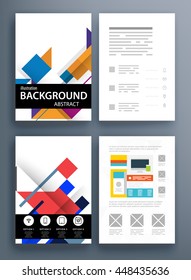Geometric Cover Background, Brochure Template Layout for Annual Report or Business Design. A4 Booklet. Triangular or Polygonal Structures. Vector Illustration.