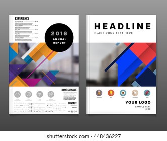 Geometric Cover Background, Brochure Template Layout for Annual Report or Business Design. A4 Booklet. Triangular or Polygonal Structures. Vector Illustration.