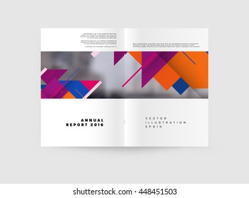 Geometric Cover Background, Brochure Template Layout for Annual Report or Business Design. A4 Booklet. Triangular or Polygonal Structures. Vector Illustration.
