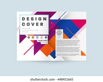 Geometric Cover Background, Brochure Template Layout for Annual Report or Business Design. A4 Booklet. Triangular or Polygonal Structures. Vector Illustration.
