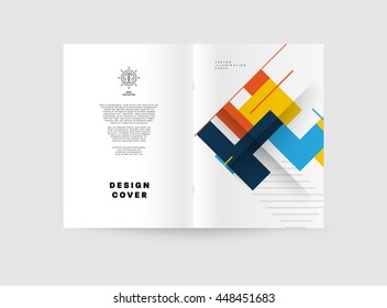 Geometric Cover Background, Brochure Template Layout for Annual Report or Business Design. A4 Booklet. Triangular or Polygonal Structures. Vector Illustration.