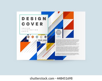 Geometric Cover Background, Brochure Template Layout for Annual Report or Business Design. A4 Booklet. Triangular or Polygonal Structures. Vector Illustration.