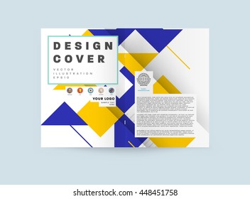 Geometric Cover Background, Brochure Template Layout for Annual Report or Business Design. A4 Booklet. Triangular or Polygonal Structures. Vector Illustration.