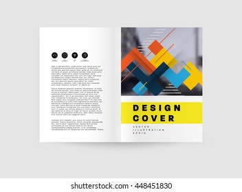 Geometric Cover Background, Brochure Template Layout for Annual Report or Business Design. A4 Booklet. Triangular or Polygonal Structures. Vector Illustration.