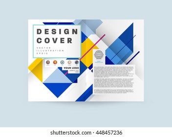 Geometric Cover Background, Brochure Template Layout for Annual Report or Business Design. A4 Booklet. Triangular or Polygonal Structures. Vector Illustration.