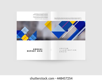 Geometric Cover Background, Brochure Template Layout for Annual Report or Business Design. A4 Booklet. Triangular or Polygonal Structures. Vector Illustration.